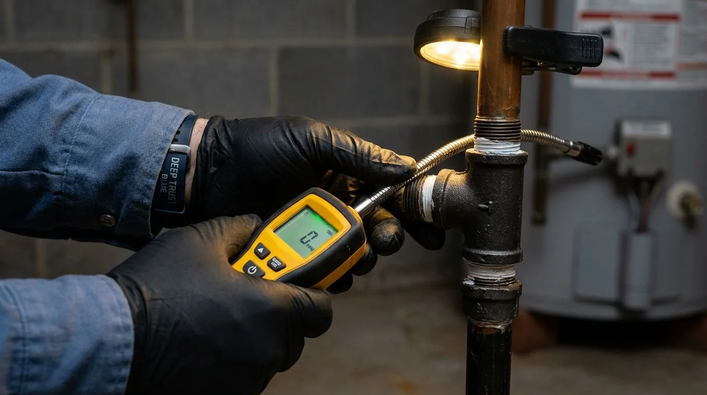 Gas leak detection with electronic sniffer by Johns Plumbing LLC in Keshena
