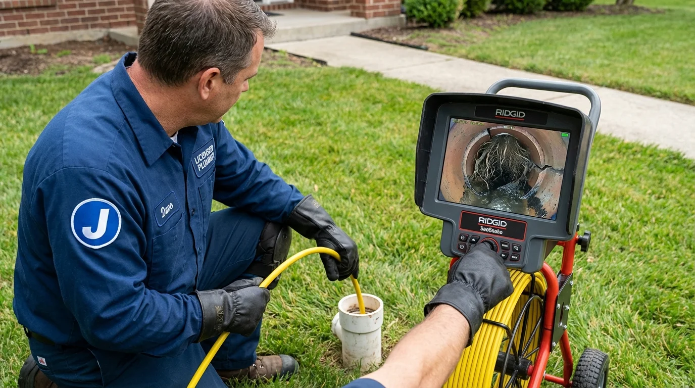 Sewer camera inspection being performed by Johns Plumbing LLC in Keshena